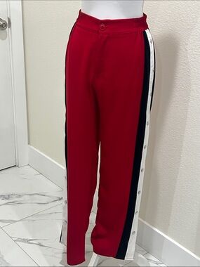 Hot & Delicious Red Snap-Stripe Jogger Pants